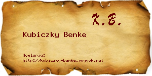 Kubiczky Benke névjegykártya